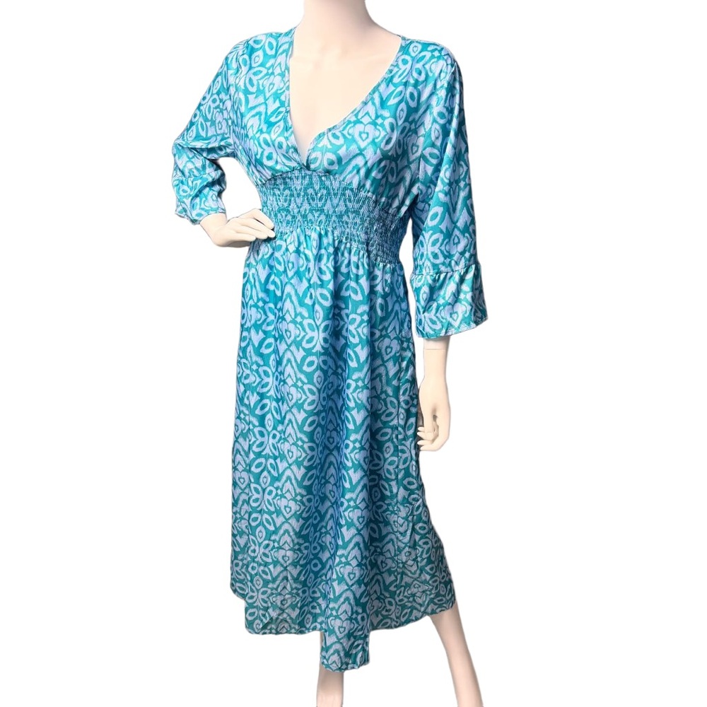 Lake Blue Bohemian Casual Print V-Neck Waist Wrap